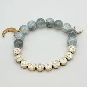 ST song inspired bead bracelet gray and white glass crackle