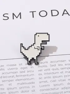 Creative Pixel Dinosaur Brooches Tyrannosaurus Rex Enamel Alloy Pins Hat Pins Lapel Backpack Badge Fashion Jewelry Accessories Gifts for Friends