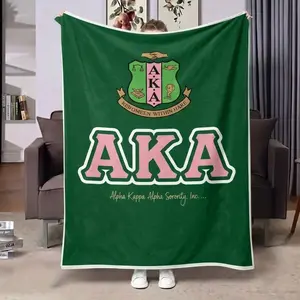 Pink and Green Sorority Flannel Blanket - Perfect Paraphernalia Gift