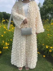 Women's Floral Loose Coat, Long Sleeve Outerwear, Casual Fashionable Clothing for Daily Wear (Only Open Abaya)