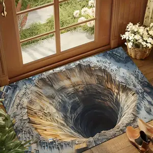 1pc 3d Visual Effect Living Room Decorative Carpet Deep Pit Effect Bathroom Non-slip Floor Mat Bathmat Illusion Design Casual Bedroom Rug Home Soft Kitchen Balcony Washable Carpet