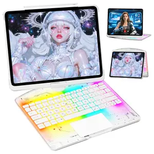 NAIDUN Latest 360 Swivel Keyboard with tranparent case for iPad Tablet Accessories ipad case tablet wireless