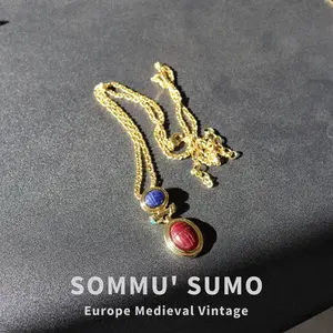 Vintage necklace vintageJOAN RIVERS gold scarab colorful gemstone earrings