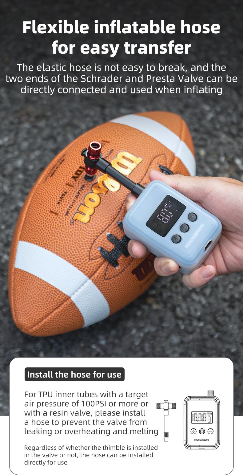 ROCKBROS Mini Bike Pump Electric 150PSI Auto-Shutoff Air Pump with Presta and Schrader Valve