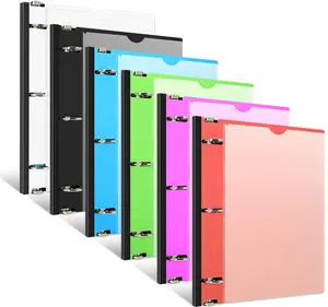 INFUN 1 Inch Telescoping 3 Ring Binder - 6PCS, Flexible Round Binder with Customizable Front Cover and Clear Catalog Pocket, 1Inch Rings, 225 Sheet Capacity