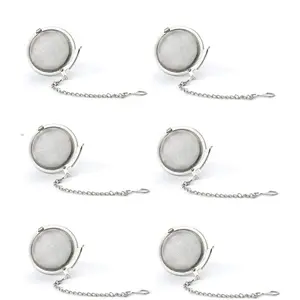 6pcs Stainless Steel Tea Strainer Mesh Tea Ball Filter Net Round With Chain