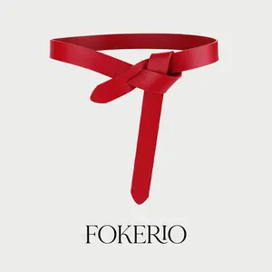 FOKERIO Women's Top Grain Leather Knot Belt | Soft Wrap Tie Waist Belt for Pants and Trousers