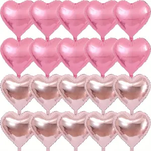26 Pcs 10 Inch Pink Rose Gold Heart Balloons for Valentines Day Decoration Foil Heart Shaped Balloons Helium, Float Balloons for Women 16th 18th 21st Birthday Wedding Proposal Bridal Valentines Mother's Day Party