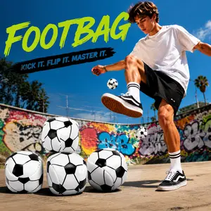 Soccer Kick Sack Footbag 1.97 in PU Mini Kick Ball, TikTok Viral Footbag Trick Toy for Foot Juggling, Outdoor Lawn Games, Backyard Fun, Kids Teens Training, Travel Sports Coordination, Trendy TikTok Challenge Toy