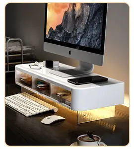 Thickened Monitor Riser Stand with Storage Drawer, Ergonomic Neck Protection Desktop Organizer for Office Computer Screen