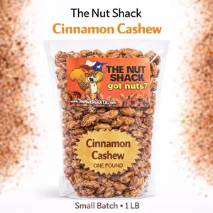 16oz bag-Cinnamon Sugar Cashews Texas Made Small Batch Roasted Vegan Gluten Free Snack Perfect for Mother’s Day & Father’s Day Gifts - Crunchy Nut Crispy Flavor -16oz bag