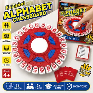 Spanish Alphabet Board Game for Kids Family Party Interactive Educational Word Learning Toy Fast Reaction Game