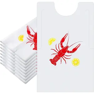 50 Pack Plastic Disposable Bibs Seafood Boil Party Supplies Shrimp Crab Boil Accessories Shrimp Feasts Bibs(Crawfish)