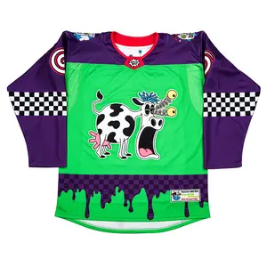 Men's Ice Hockey Jersey Funny Cow Embroidered | Custom Name & Number | 250K Tatami Vintage Streetwear