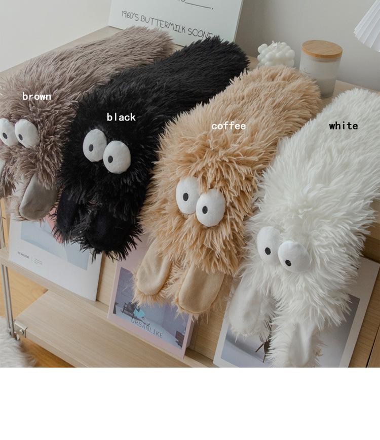 Women's Plush Slippers Socks Floor Socks Winter Home Indoor Thickened Fleece-Lined Anti-Slip Adult Women's Plush Snow Socks Shoe Covers