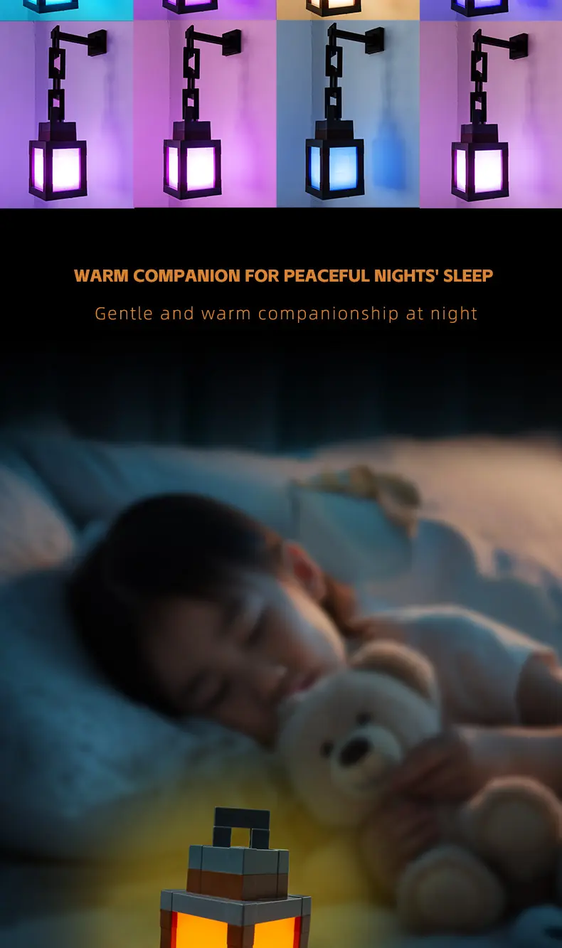 Product Introduction of DIYCOM Funny Pixel Soul Lantern Night Lamp RGB Changing Light Rechargeable Remote Control Handmade Design Four Lighting Modes for Bedroom Gaming Space Halloween Party Decoration Creative Birthday Gift 16 Color Remote Control Version 6