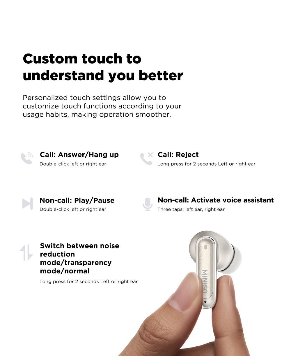【Buy 1 Get 1 Gift Free】MINISO X30 OWS Open Ear Bluetooth Earbuds, MS106 Wireless Earbuds Bluetooth 6.0 Earphones, In Ear Earbuds, HIFI Sound Quality IPX5 Waterprooof 35Hours Play time Wireless Headphones Touch Control Built-in Mic Hearphones