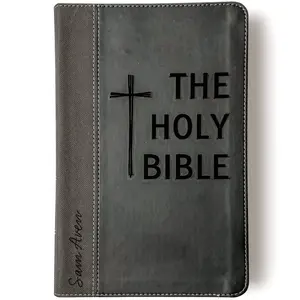 Personalized NIV Large Print Bible - Black - The Holy Bible With Cross - Hand Lettered and Engraved
