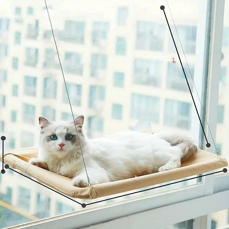 Cat Window Hammock Seat - Large Cat Hammocks Bed for Indoor Cats Resting Seat Safety, Heavy Duty Suction Cups Breathable Washable Mesh Durable Frame