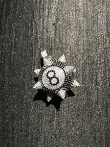 M2-2426 Sparkling 8-Ball Design Pin with Rhinestones and Starburst Details for Stylish Accessory summerwins