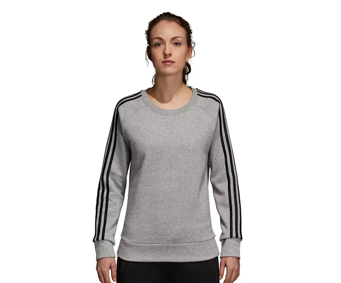Adidas 3-Stripe Girls' Crew Neck Active Sweatshirt - Active Fit, Casual Sport, Outdoor Wear Layering Top