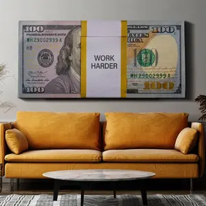 Work Harder - Money Wallart, Money bands, Money Art, Daily Motivation, Inspirational Prints, Quote, 100 Dollar Art