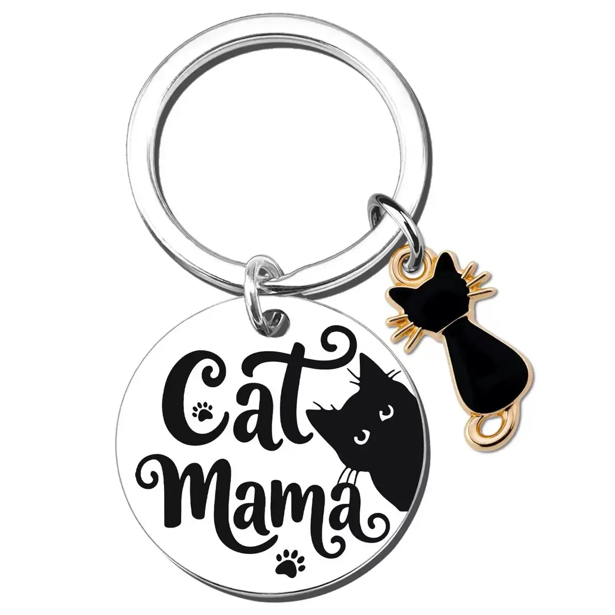 1pc Cat Mom Keychain, Cute Black Cat Pendant for Women, Funny Halloween Gift for Cat Lady, Birthday Christmas Present