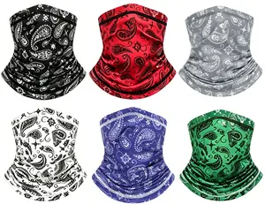 6‑Pack Summer Cooling Neck Gaiter Mask Scarf, Breathable UV Shielding Multi‑Use Bandana for Outdoor Sports