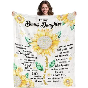 Bonus Daughter Gifts, Birthday Gifts for Stepdaughter from Bonus Mom Dad, Graduation Birthday Thanksgiving Day BonusDaughter Gift, to My Stepdaughter Blanket 50" x 60"