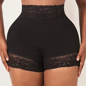 LUXSEREN 1Pc Women's Plain Contrast lace high-stretch fabric body-shapewear shorts,tight fit，tummy control high waist design, waist tightening underwearinspo，suitable for all seasons FallFreshness Womenswear Smooth Compression