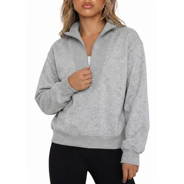 Fisoew Sports Women's Tops for Women 2026 Women's Sweatshirts Half Zip Stand-Collar Sweatshirt Comfortable Soft Fabric Flattering Fit - Womenswear