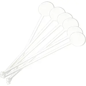 160Pcs Cocktail Swizzle Sticks, 7 Inches Transparent Coffee Stirrers Disposible Plastic Disc Top Swizzle Sticks Drinks Mixing Rod for Coffee Milk Whiskey Beverage