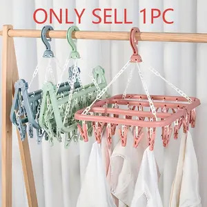 Rotatable 32-Peg Clothes Hanger, Foldable Hangers, Space-Saving Folding Design, Ideal for Socks, Underwear, Small Items, Bedroom, Bathroom, Closet, Dorm Storage