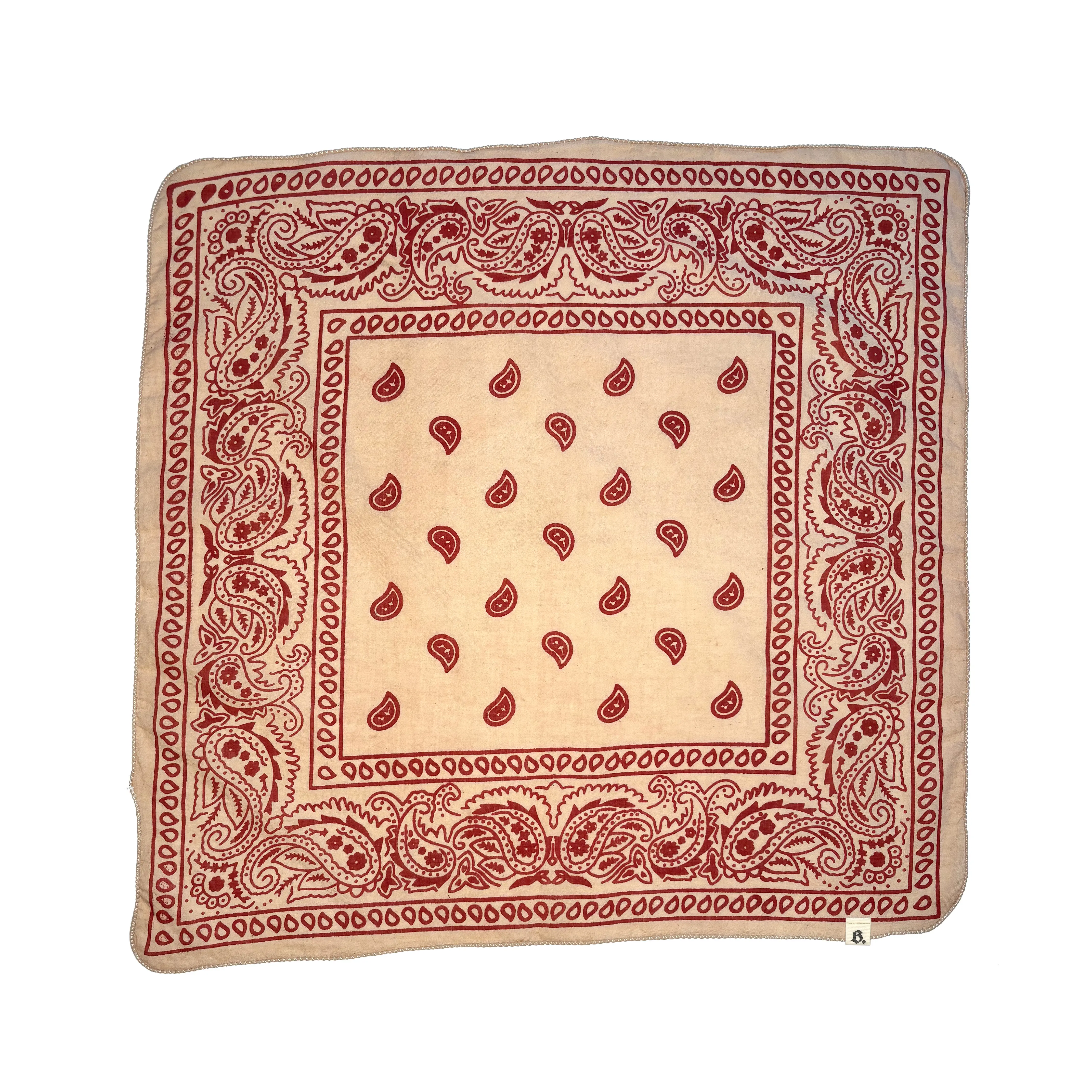 Bight Rust Off-White Block Printed Bandana—100% Organic Cotton