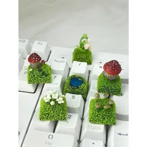 Enchanted Nature Artisan Keycap, Mushroom House, Lily of the Valley, and Whimsical Forest Designs for Cherry MX Keyboards