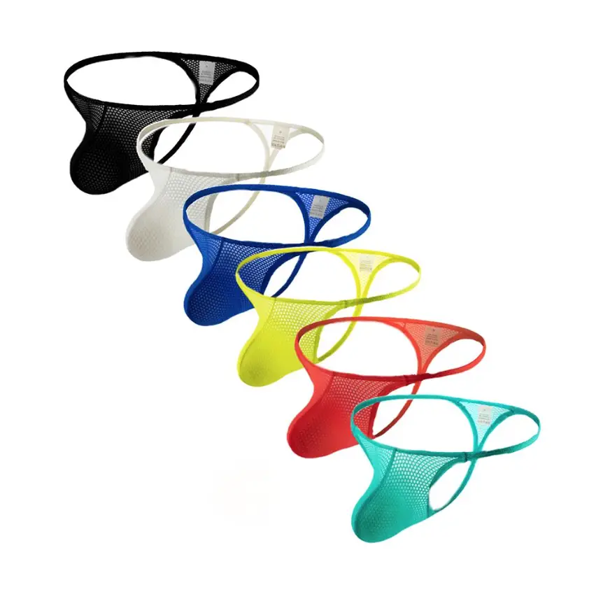 Men's Nylon Thong Underwear - Breathable Low Rise G-String Panties Fabric Menswear Evening Sexy Socks Spandex Summer