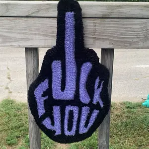 Finger "F You" Tufted Wall Art Rug for Wall - Thick Durable Soft Decorative Rug with customizable colors