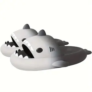 Men's Cute Shark Slides, Casual Non Slip Slippers, Open Toe Shoes For Indoor Outdoor Beach Shower, Spring And Summer