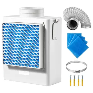 3-In-1 Indoor Dryer Vent Kit Made From ABS Plastic, Universal Fit For 4-Inch Exhaust Port, Includes Elbow Connector, Duct Adapter, Backdraft Damper, And Mounting Hardware For Easy Installation In Residential Laundry Rooms