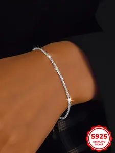 Minimalist 925 Sterling Silver Bracelet, Fashionable Jewelry for Women & Girls, Trendy All-match & Exquisite Jewelry for Birthday Gift, Trendy Fine Jewelry