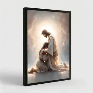 Jesus Hugging Woman Wall Art, Safe Haven Poster, Jesus Canvas Prints,Jesus And Woman Picture, Praying Painting,Christian Religious Prints