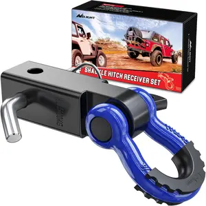 Nilight Shackle Hitch Receiver 2Inch 45000 LBs Breaking Strength 3/4" D Ring Shackle w/Trailer Hitch Pin Heavy Duty Solid Recovery Towing Kit for Trucks Jeeps Off-Road