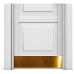 Door Kick Plate - Anodized Aluminum, Shiny Brass Finish, Magnetic Mount for Steel Doors, 8"x34"