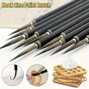 3pcs Badger Hair Chinese Calligraphy Brushes, Ceramic Hook Line Fine Paint Brushes for Artistic Crafts and Painting Supplies