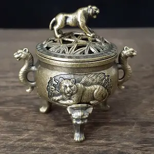 Tiger Incense Burner with Hollow Lid Design, Elegant Animal Tiger Shape, Symbolic Power Gift for Christmas Halloween Easter Thanksgiving, Incenseholder, Home Fragrance Decor