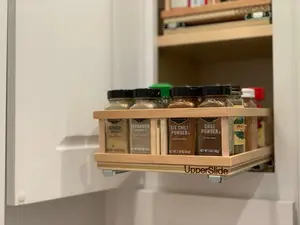 Pull Out Cabinet Drawer Organizer, UpperSlide Cabinet Caddies Small Pull Out Spice Rack (US 303S) – Fits most 12-inch cabinets