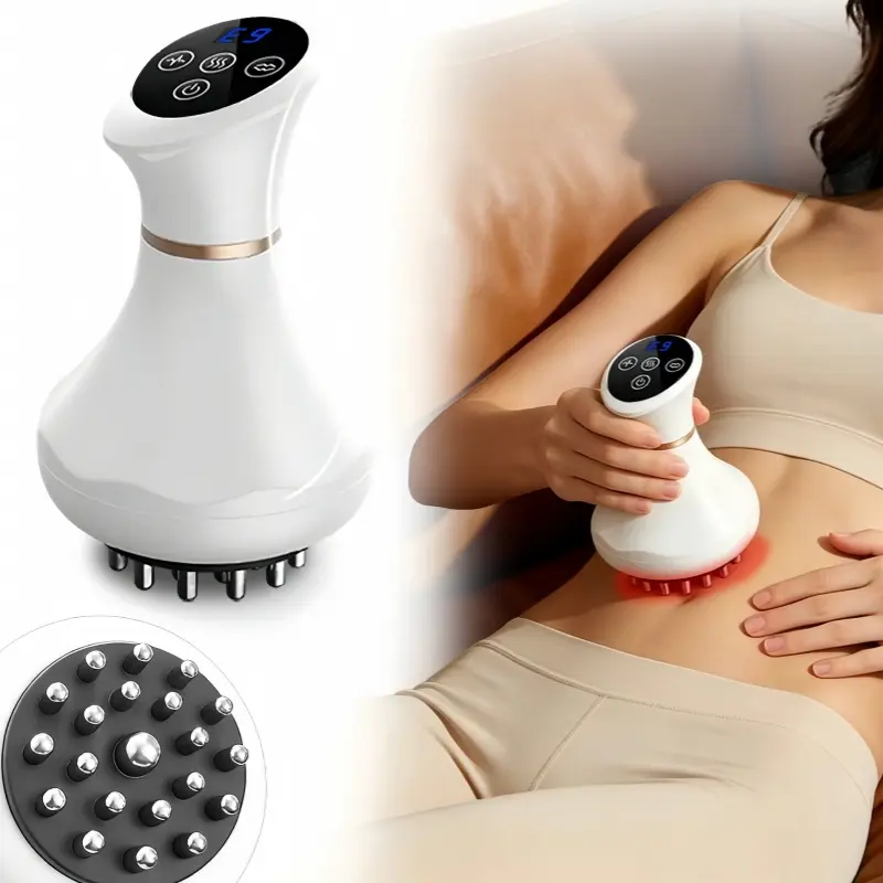 Red Light Massage Meridian Brush with Heating and Vibration Drainage Massager for Leg Arm and Abdomen Shaping Wireless Electric Meridian Tool for Health & Beauty