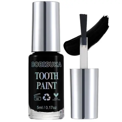 BOBISUKA Black Tooth Paint, Professional Black Out Teeth Makeup Solution - Safe, Quick Dry & Realistic, Perfect for Cosplay, Halloween Makeup, Theater, and Special Effects (5 ml)