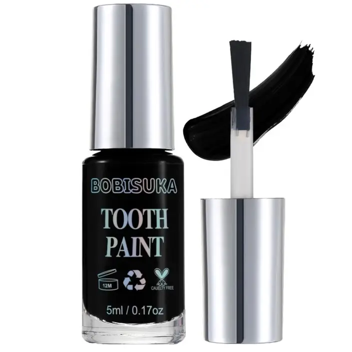 BOBISUKA Black Tooth Paint, Professional Black Out Teeth Makeup Solution - Safe, Quick Dry & Realistic, Perfect for Cosplay, Halloween Makeup, Theater, and Special Effects (5 ml)