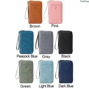 Updated Simple Plain Passport Case with Zipper, RFID Blocking Multi-Functional Travel Card Holder Wallet for Women and Men, Fashion Travel Organizer for Passport, Cards, and Tickets, Essential Travel Accessory